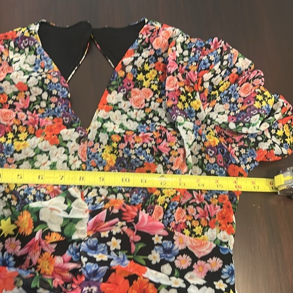 Mary Katrantzou x Lipsy Multicolour Ditsy Floral Chiffon Ruched Maxi Dress Sz 10 - Picture 15 of 17